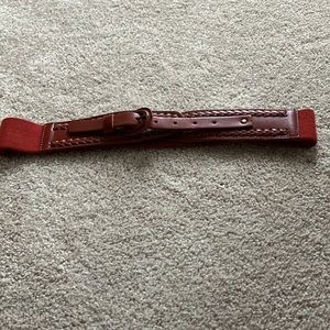 Red leather and cotton stretch belt   Can stretch to 18” excellent condition